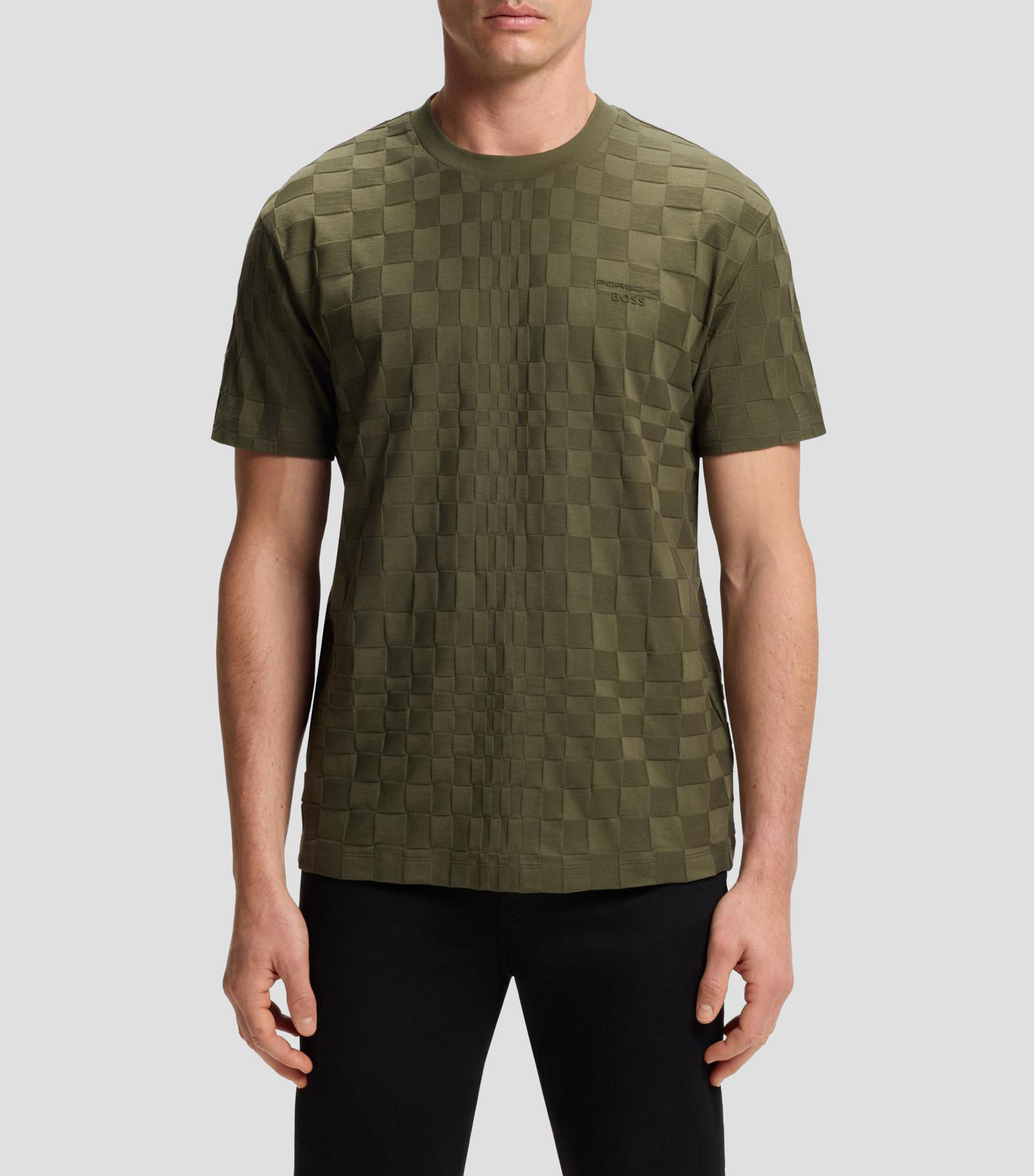 Playera cuello redondo manga corta de cuadros Hombre